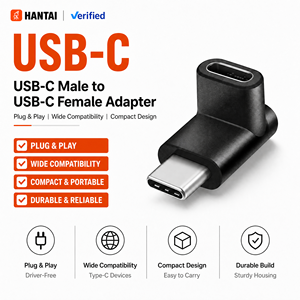 อะแดปเตอร์ USB 3.2 Type C แบบมุมฉาก 90 องศา ตัวผู้เป็นตัวเมีย สำหรับชาร์จโทรศัพท์มือถือ แท็บเล็ต แล็ปท็อป พร้อมพอร์ต DC Output - Product Image 1