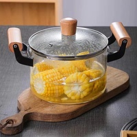 Ustensiles de cuisine en verre borosilicaté clair marmite avec poignée casserole en verre résistant à la chaleur marmite à soupe aux nouilles instantanées