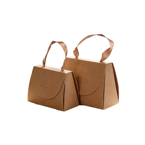 Eco-Friendly Recycled Kraft Paper Gift <b>Box</b> with Ribbon Handle Customizable Shape & Design for Packaging Socks Candles More - Product Image 1