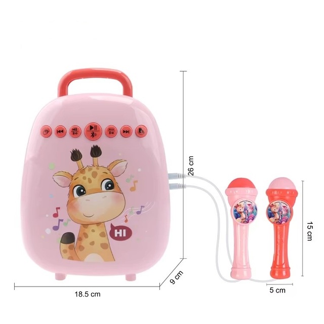 ITTL Girls Musical Toys Giraffe pink Suitcase Dual-microphone Karaoke Machine