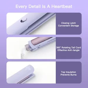 Plancha de pelo plana digital personalizada, plancha de cerámica eléctrica, control de temperatura inteligente, 2 y 1 alisador de ondas, venta al por mayor - Product Image 4