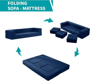 Colchón de espuma inflable plegable Seccional de estilo moderno sofá de tela acolchada para uso en dormitorio y sala de estar - Product Image 4