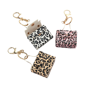 Porte-clés en cuir PU imprimé léopard 2026, forme de sac, <span class=keywords><strong>mini</strong></span> sac à main suspendu en cuir PU - Product Image 5
