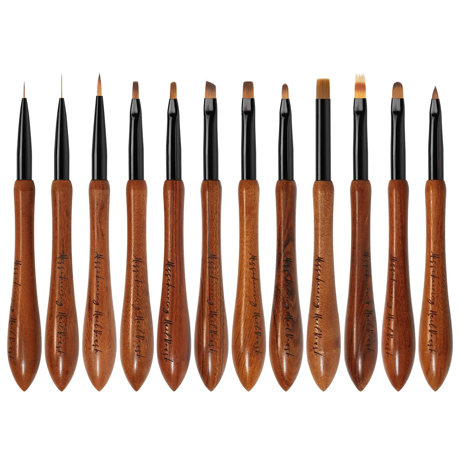 High Quality Nail Art Brushes Gourd Shape Wood Handle Nail Drawing Pen Multi Usage Manicure Tool Supply