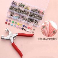 Ensemble de fermoirs à cinq doigts en acier inoxydable multicolore, creux et solides, type nœud chinois/boutons grenouille, pour bébés, à fixation discrète