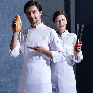 Abrigo de Chef Unisex de manga larga para hombre, chaqueta de Chef Qmd para mujer, abrigo de Chef negro, chaqueta, uniforme para hombre - Product Image 1