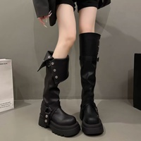 Bottes d'équitation hautes pour femmes, style vintage, en cuir véritable, à talon épais et souples, pour l'automne et l'hiver