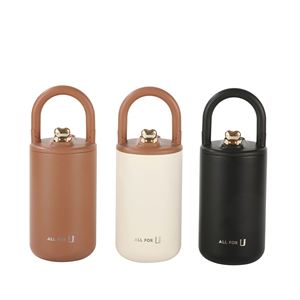 Custom 450ml 304 Stainless Steel Double-layer Vacuum Portable Thermos Outdoor Coffee Tumbler Mug Water <b>Bottle</b> with Straw Handle - Product Image 1