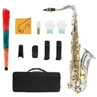 Bb Tenor Saxophone Nickel Plated Body Lacquered Finish Gold Keys B Flat Woodwind Musical Instrument Bakelite Head for