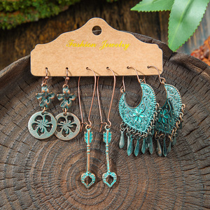 Fashion Jewelry Alloy <b>Drop</b> Earrings Geometric Vintage Style Women's Fashion Dangle Earrings - Product Image 3