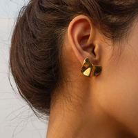 Boucles d'oreilles minimalistes en acier inoxydable plaqué or 18 carats pour femmes Boucles d'oreilles fantômes d'Halloween irrégulières