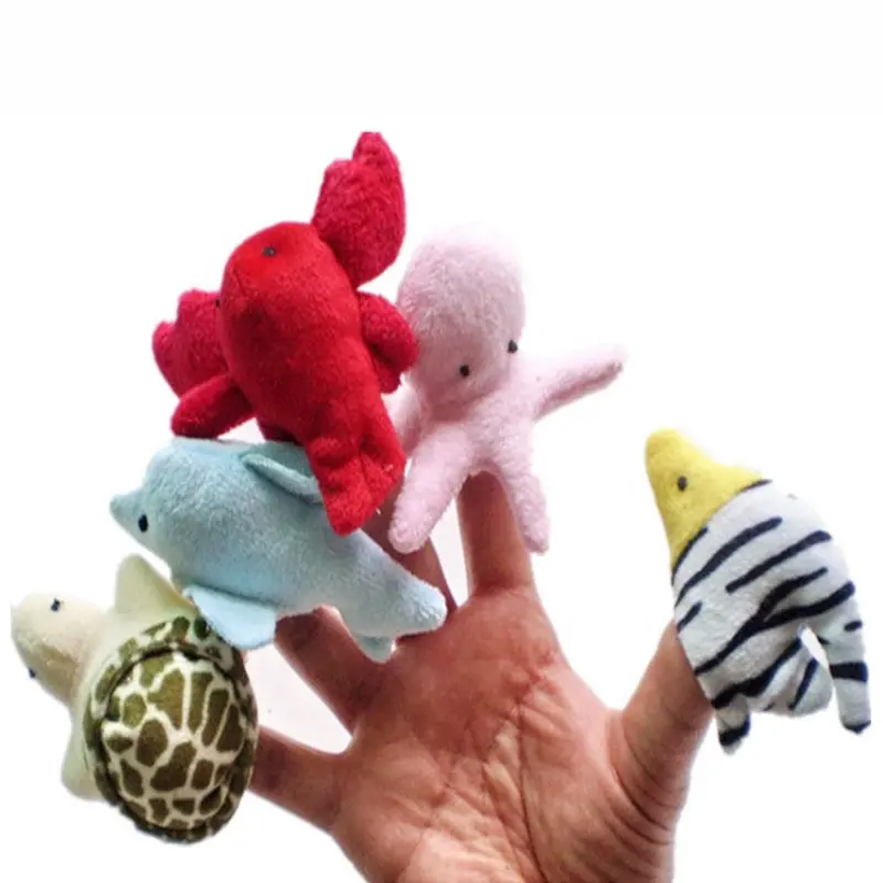ตุ๊กตาสัตว์ขนาดเล็ก,ตุ๊กตาของเล่นสำหรับเด็กตุ๊กตาโชว์หุ่นนิ้วตุ๊กตาปลาดาวปลาทะเลเต่าทะเลจำนวน10ชิ้น