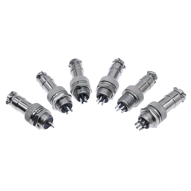 GX12 Zinc Alloy Silver Panel Circular Aviation Connector Plug Socket 2-7Pin 5A 125V M12 Connectors Cooyear