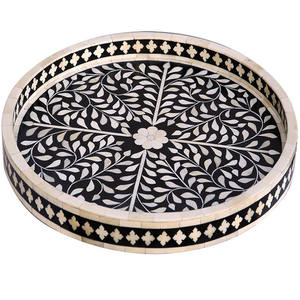 Plateau en os incrusté de style design pour une utilisation luxueuse à la maison et à l'hôtel à un prix raisonnable. Plateau élégant en os incrusté par CRAFT ZONE EXPORT. - Product Image 1
