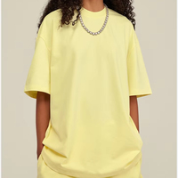 Ensemble de t-shirts à épaules tombantes de style américain en 15 couleurs, tissu lourd, tons terreux, couleur unie FOG, manches courtes, ensemble de pantalon court