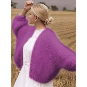 Fuzzy <b>Bolero</b> <b>Cardigan</b> Light Purple Women's Knit Sweater Outerwear - Product Image 2