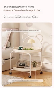 Table d'appoint roulante à 2 niveaux en forme d'ours, table d'appoint mobile avec roulettes pour salon, chambre à coucher - Product Image 4