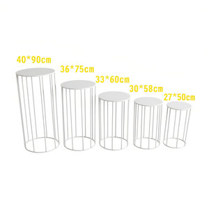 Juego de Soportes Cilíndricos para Fiestas, 5 Piezas, 40x90cm, 36x75cm, 33x60cm, 30x55cm, 27x50cm, Decoraciones Metálicas Reutilizables para Bodas y Fiestas - Product Image 2