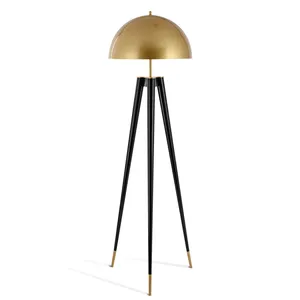 Corner decorative Nordic dimmable floor lamps standing lamp bronze electroplated metal shade black gold tripod floor lamp modern