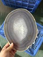 Grosir Batu Agate Oval Brasil Berkualitas Tinggi Ukuran Besar, Kerajinan Kristal Semi Mulia, Piring Agate, Nampan, Irisan Batu, Coaster