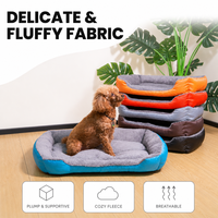 Coussin pour animaux de compagnie pour chats et chiens, lit pour chien rectangulaire en peluche, base antidérapante, lavable en machine, 6 tailles, 6 couleurs, OEM ODM personnalisé