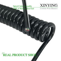 Kabel USB Spiral Pigtail Kustom 4-Core AWG22 Terlindung Berisolasi PU Ekstra Tebal OD 5.0mm Fleksibel Spiral 2m untuk Printer IOS
