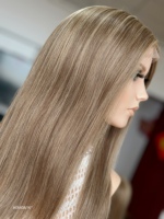 Perruques en cheveux humains SHY Medical, entièrement nouées à la main, couleur marron avec mèches, cheveux bruts doux, ligne de cheveux naturelle pour femmes