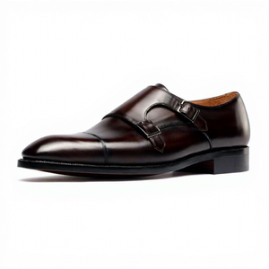 Scarpe Eleganti <span class=keywords><strong>da</strong></span> <span class=keywords><strong>Uomo</strong></span> in Vera Pelle Marrone/Nera con Lacci, <span class=keywords><strong>Calzature</strong></span> Formali per Matrimoni e Ufficio con Punta Affusolata e Doppia Fibbia - Product Image 4