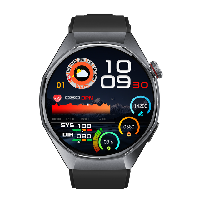 ECG ET462 Smart Watch Silicone IP68 Waterproof AMOLED Display Heart Health Real-Time Vital Signs Monitoring Professional Daily