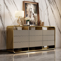 Buffet en bois de luxe italien, style asiatique, meuble de salle à manger moderne, armoire d'entrée, commode de chambre laquée dorée