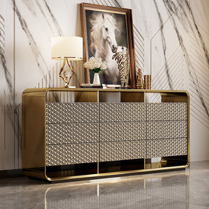 Buffet en bois de luxe italien, style asiatique, meuble de salle à manger moderne, armoire d'entrée, <span class=keywords><strong>commode</strong></span> de chambre laquée dorée - Product Image 6