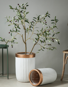 Juego de diseño moderno de 3 <span class=keywords><strong>macetas</strong></span> redondas <span class=keywords><strong>grandes</strong></span> de cerámica para jardinería con orificio de drenaje - Product Image 4