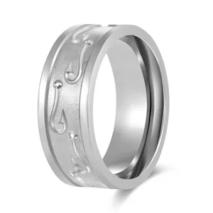 Outdoor Wear Jewelry Fish Hook Pattern Titanium Ring For Men