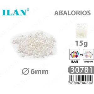 Ilan Abalorios Perline Bicono Trasparenti Bianche 6mm 15g - Product Image 1