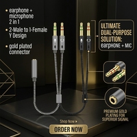 Câble répartiteur audio 3,5 mm, 2 mâles vers 1 femelle, câble en Y tressé, adaptateur casque + microphone pour avion, ordinateur, télévision