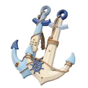 Classic wooden boat anchor 4 Sets (40x2x58.5cm) Nautical Wall Decorative Wooden Ship Anchor Craft