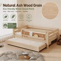 Canapé-lit pour enfants KUKU en bois de frêne massif, gain de place, avec plateforme de couchage supplémentaire escamotable pour les chambres modernes