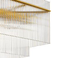Lustre Linéaire Moderne de Luxe à Double Niveau avec Tubes en Verre Rectangulaires pour Villa, Restaurant, Salle à Manger, Îlot de Cuisine