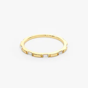 Vlove đính hôn Nhẫn cưới cửa hàng đồ trang sức 14k 18K Baguette kim cương xinh xắn đầy đủ Eternity jewelri kim cương