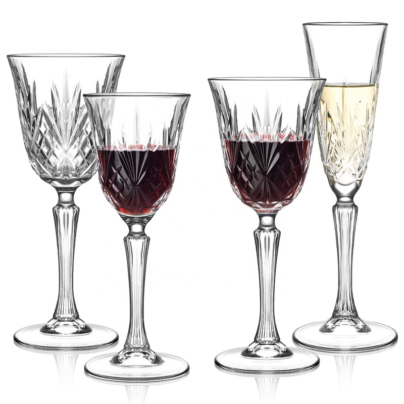 Vintage Embossed Red Wine Goblets Clear