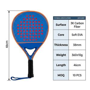 Raqueta de Tenis Playa de Fibra de Carbono al por Mayor, Marco de 38mm de Grosor, Color Personalizado, Superficie Diferente Delantera y Trasera - Product Image 4