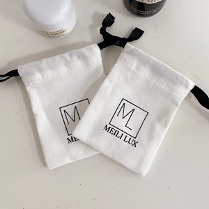Eco Friendly Organic Muslin Cotton <b>Pouch</b> with Logo Printed Promotional <b>Drawstring</b> Bags for Natural Calico Cloth - Product Image 2