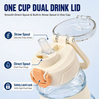 Bouteille d'eau infuseur de fruits Tritan sans BPA de 750 ml avec double couvercle, paille et verrou de sécurité pour la gym, les voyages et l'extérieur