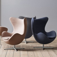 Fauteuil Egg pivotant, fauteuil lounge à dossier haut, en cuir PU capitonné, fauteuil d'appoint pour salon, balcon, hôtel