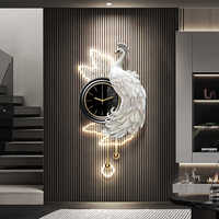 Horloge murale moderne, peinture décorative murale pour fond TV, nouvelle peinture murale 3D effet paon 2026 pour salon