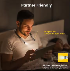 Lampe de lecture pour les yeux, 3 couleurs, luminosité réglable, col flexible, lampe de lecture LED rechargeable pour le cou - Product Image 6