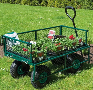 Chariot de jardin avec côtés amovibles, 400-lbs. Capacité, poly chariot vert de décharge de jardin avec le cadre en acier et 10 po. - Product Image 3