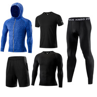 Tenue de Sport Fitness Homme 5 Pièces, Ensemble d'Entraînement Course Basketball Musculation Séchage Rapide, Personnalisable