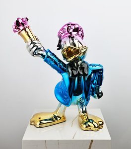 Nouvelles créations célèbres : Sculpture Pop Art Mickey en résine électroplaquée, couleur chrome, motif cœur, pour décoration intérieure - Product Image 3