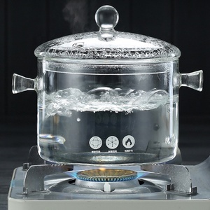 Olla de vidrio resistente al calor con tapas, juegos de utensilios de cocina - Product Image 4